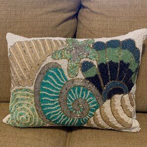 Beautiful Coastal Collections Beaded Lumbar Pillow Sea Shell Collection Design